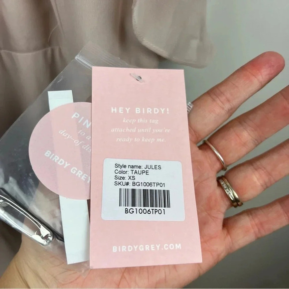 Birdy Grey Jules Dress Size XS Taupe Ruffle Halter Bridesmaid Formal Chiffon - Picture 6 of 12